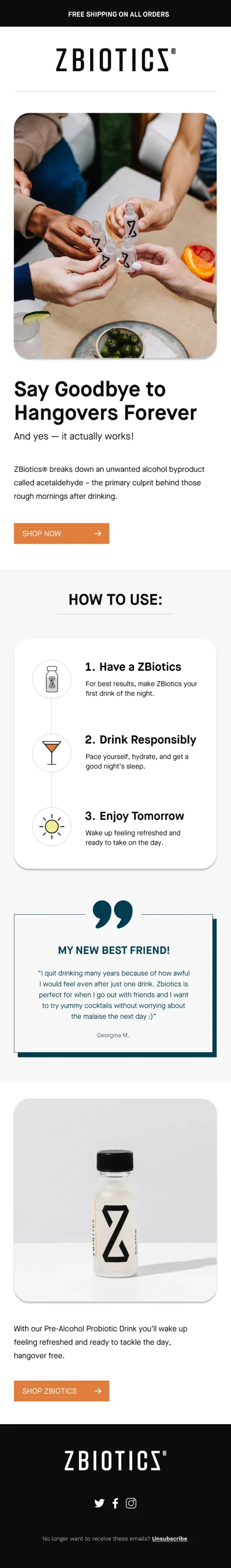 ZBiotics supplement email design